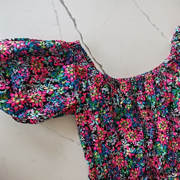 Lilly Pulitzer XL Off Shoulder Floral Maxi Dress Puff Sleeve Wrap Belt Resort Re - Picture 6 of 14